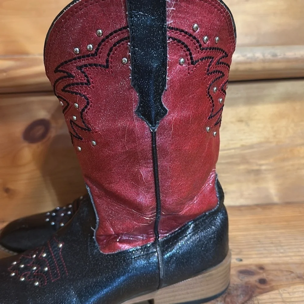 ROPER KIDS Red and Black Western Cowboy Boots